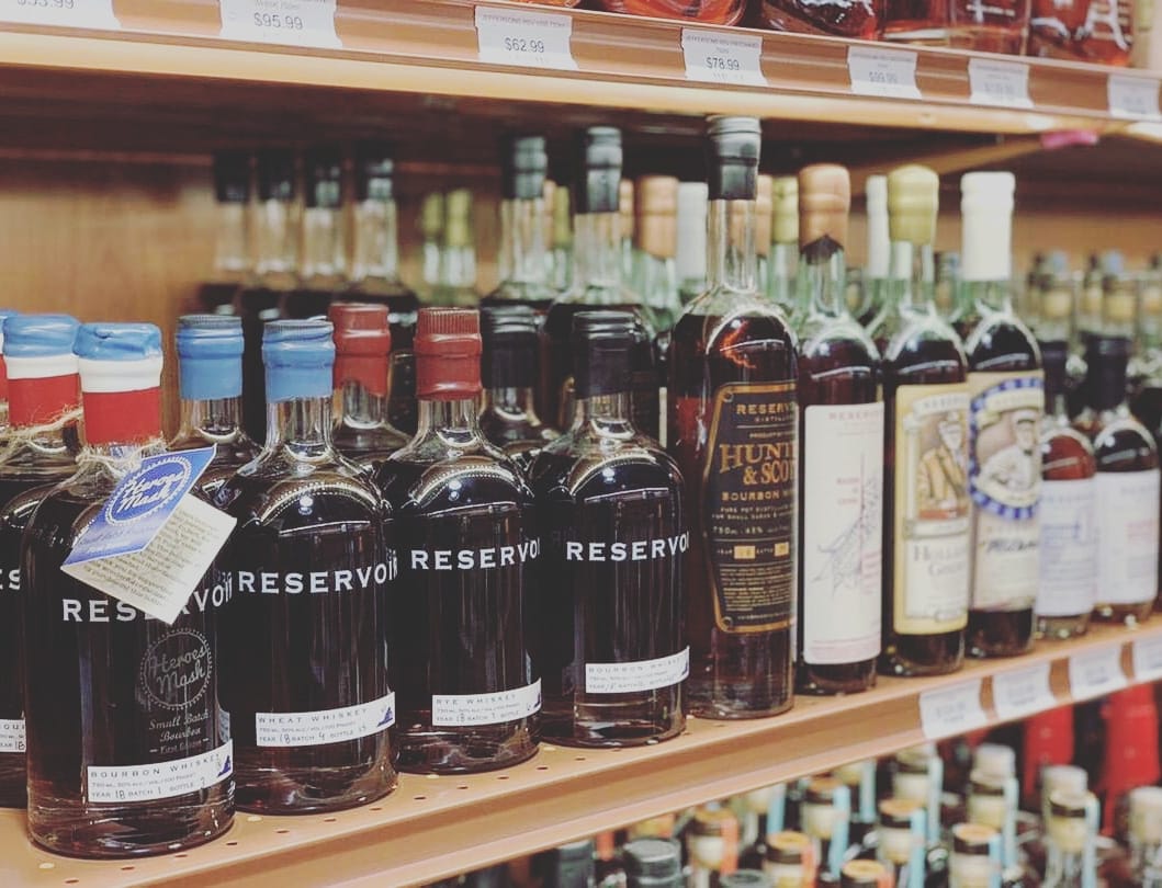 Close up of a shelf at Beards Hill Liquors